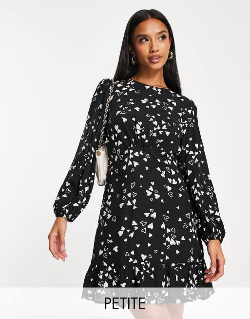 Nobody's Child Petite Serena mini tea dress in black heart print | ASOS