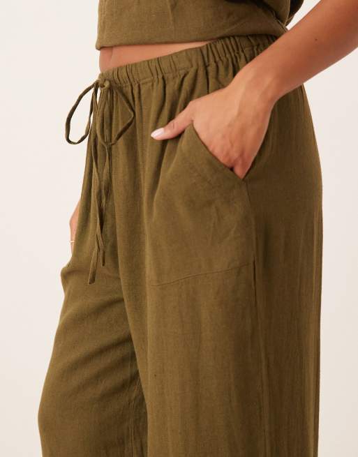 Nobody's Child Petite Shona straight leg pants in green - part of a set