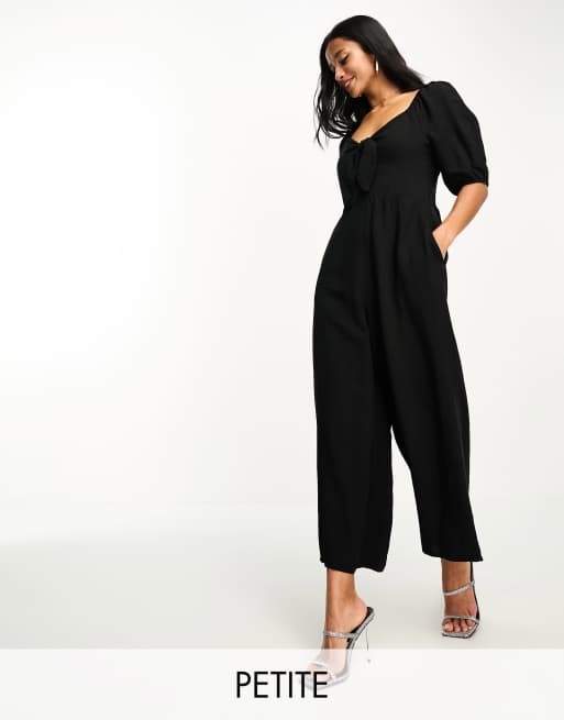 Nobody's Child Petite - Simone - Sort jumpsuit med pufærmer