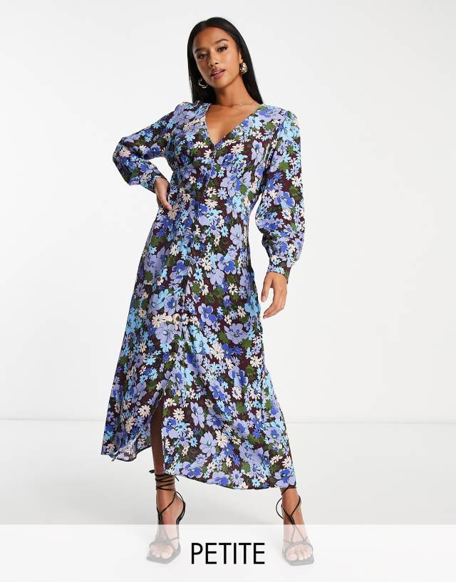 Nobody’s Child Petite - Nobody's Child Petite Siri long sleeve midi dress in blue floral