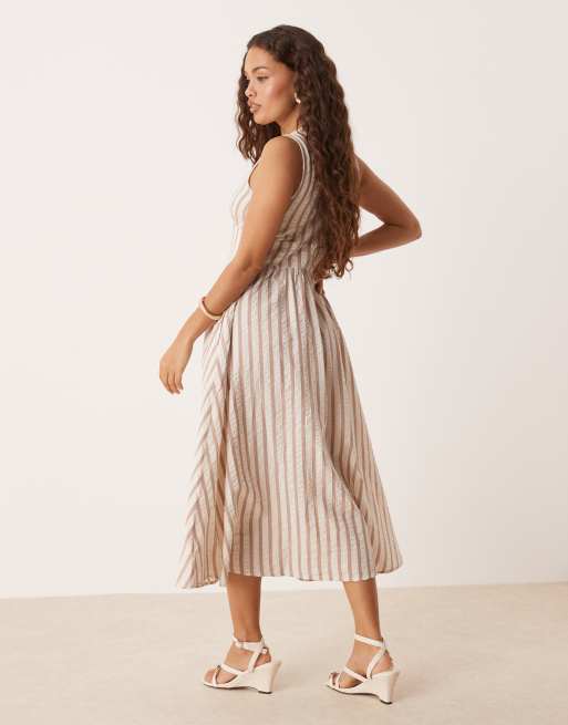 Nobody's Child Petite – Starlight – Beige, randig, ärmlös midiklänning, 2 av 4