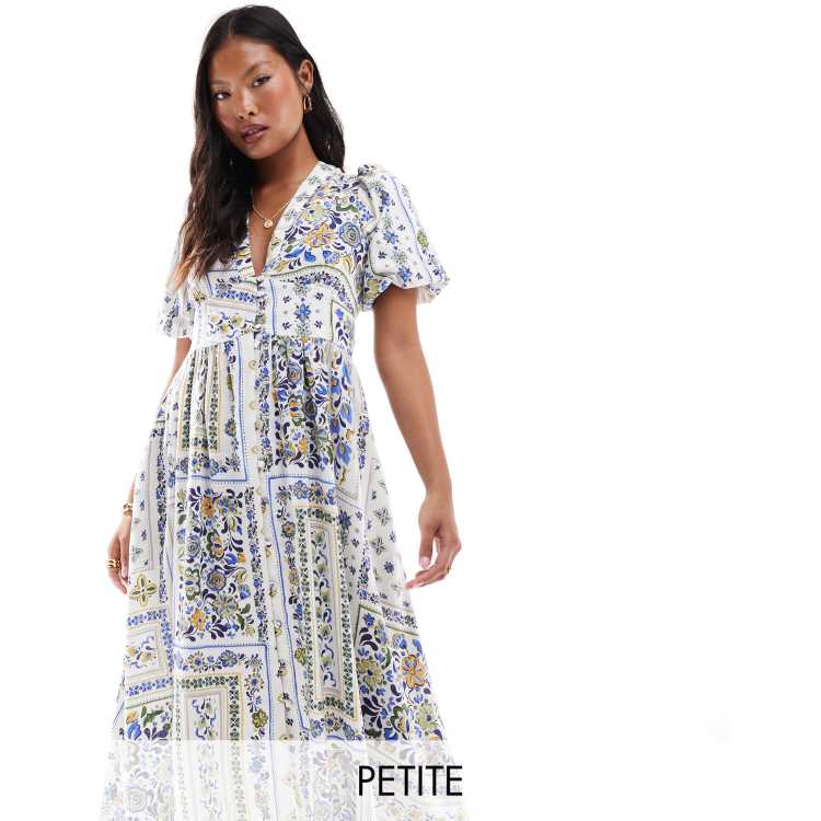 Nobody's Child Petite Starlight midi dress in floral tile print | ASOS