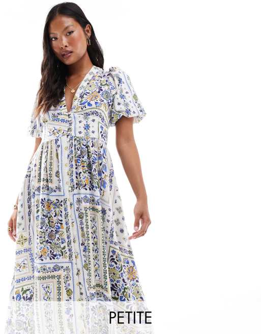 Nobody's Child Petite – Starlight – Midikleid mit Kachel-Blumenmuster
