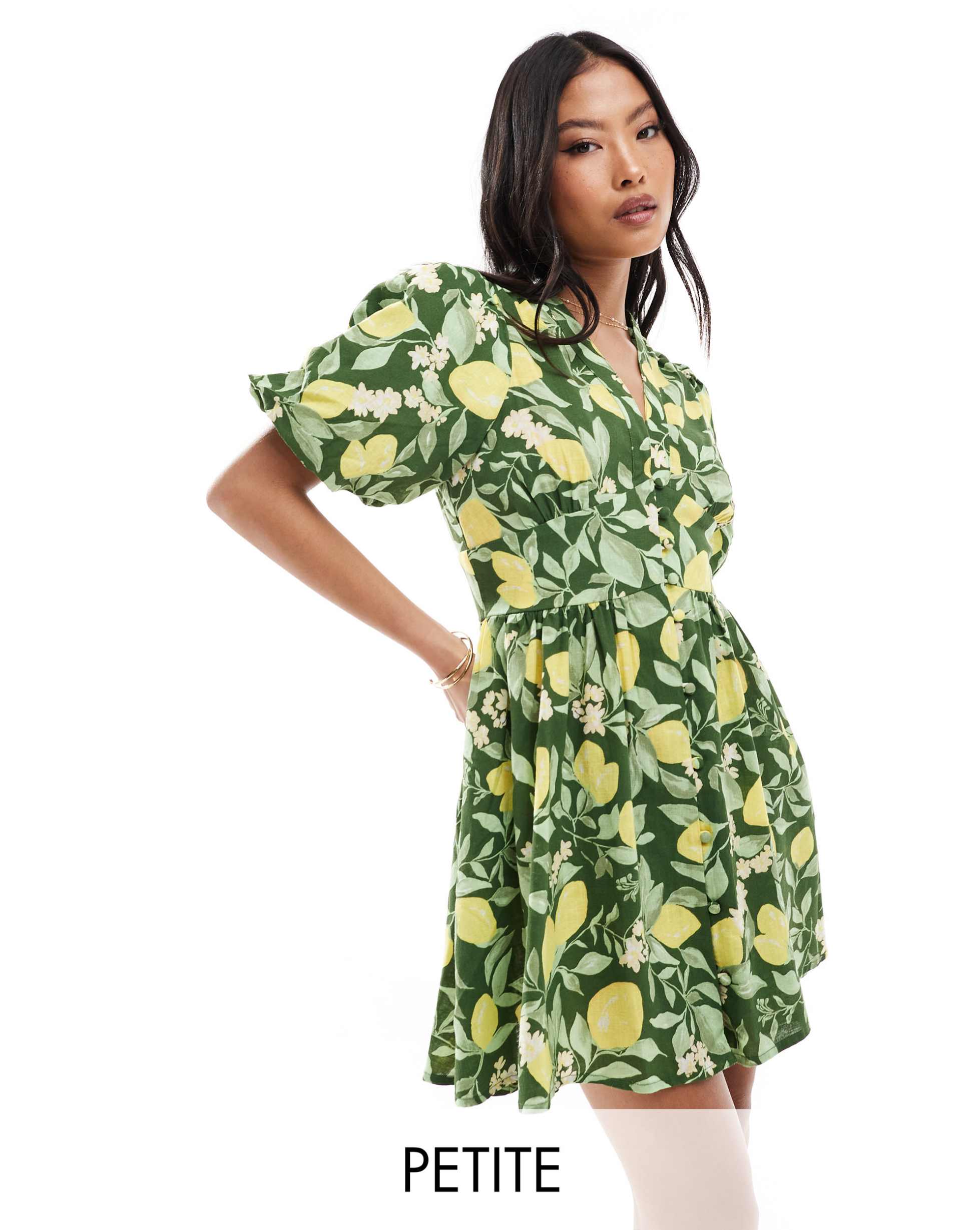 nobody's child petite starlight mini dress in lemon print