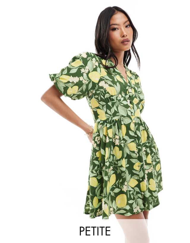 Nobody’s Child Petite - Nobody's Child Petite Starlight mini dress in lemon print