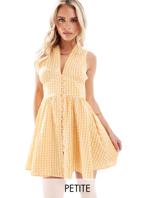 Nobody's Child Petite - Starlight - Robe courte sans manches à carreaux vichy - Jaune