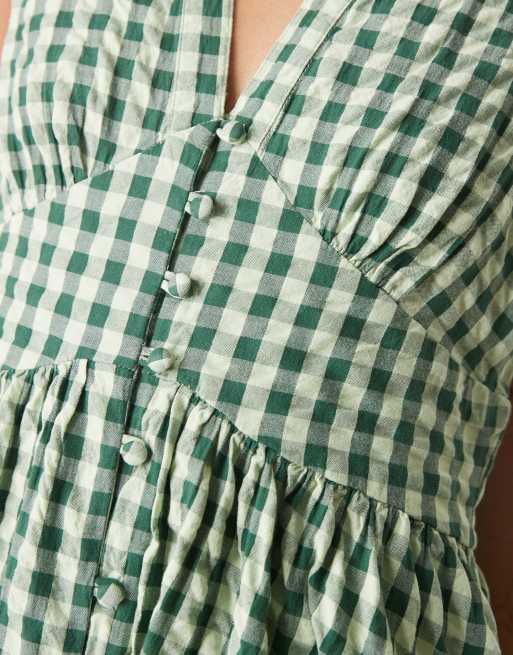 Nobody's Child Petite Starlight sleeveless midaxi dress in green gingham |  ASOS