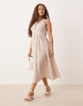 [Nobody's Child Petite] Nobody's Child Petite Starlight sleeveless midi dress in neutral stripe 16 Stone