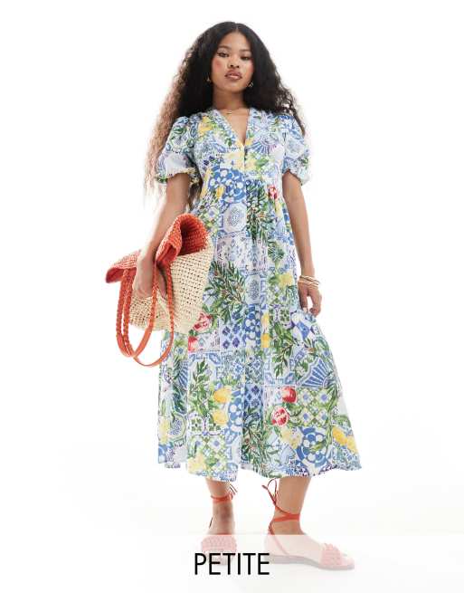 Nobody's Child Petite - Starlight - Vestito con gonna al polpaccio con stampa stile mosaico di frutta