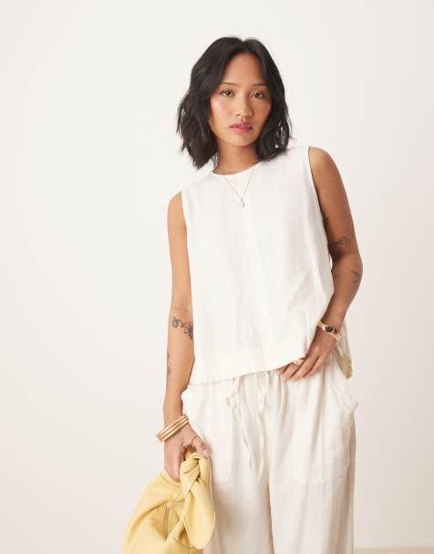 Nobody's Child Petite Stirling tank top co-ord in cream