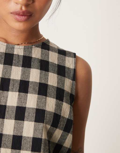 Nobody's Child Petite - Stirling - Sort og hvid tanktop med gingham-tern - Del af sæt, 4 af 4