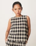 [Nobody's Child Petite] Nobody's Child Petite Stirling tank top in mono gingham (part of a set)-Black 6 Mono gingham