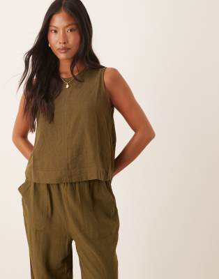Nobody's Child Petite - Stirling - Tanktop in groen, deel van co-ord set - view 1