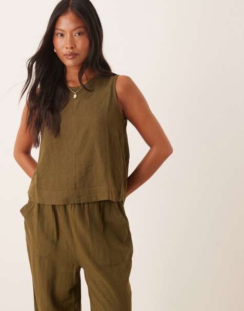 Nobody's Child Petite Stirling tank top co-ord in green