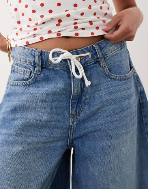 Nobody's Child Petite - Sutton - Blå jorts i denim med løbesnor, 3 af 5