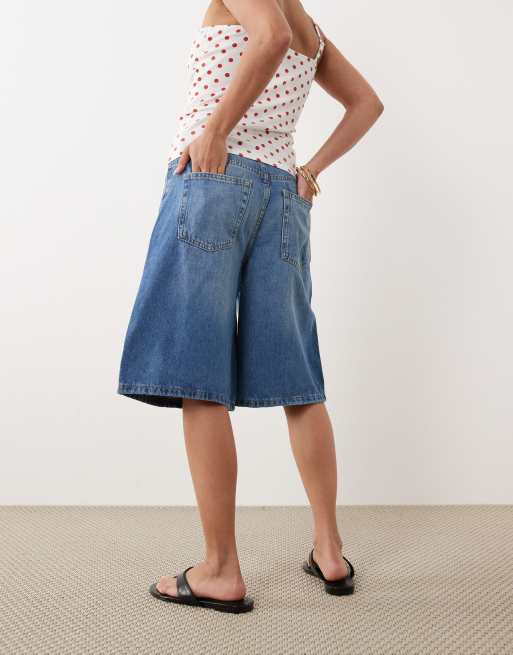 Nobody's Child Petite - Sutton - Blå jorts i denim med løbesnor, 4 af 5
