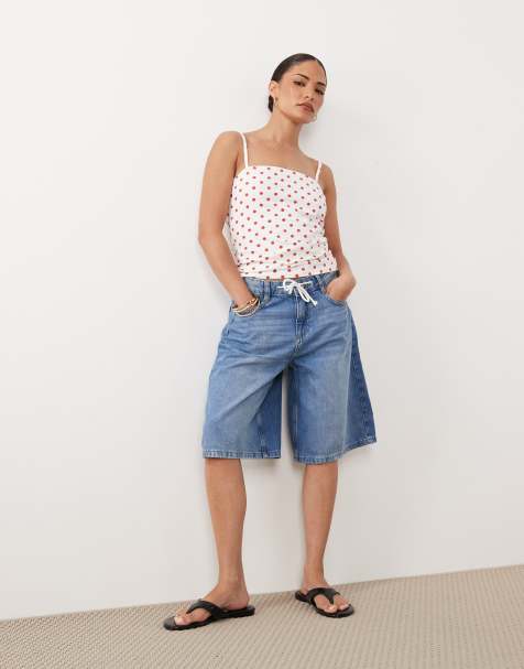 Nobody's Child Petite Sutton denimshorts med løbesnor i blå - view 1