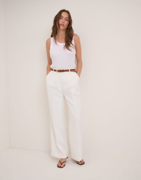 Nobody's Child Petite tailored jax crepe trousers in white - WHITE - view 1