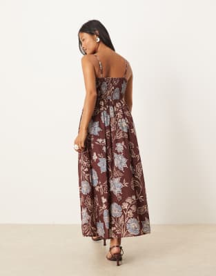 Nobody's Child Petite Tamara Strappy Midaxi Dress In Brown