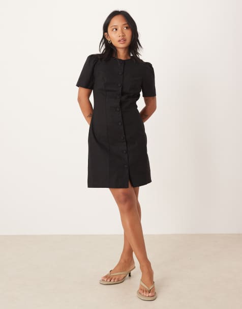 Nobody's Child Petite - Tara - Elegante mini-jurk met pofmouwen in zwart - view 1