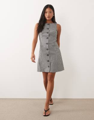 Nobody's Child Petite Theo Slash Neck Tailored Mini Dress In Gray