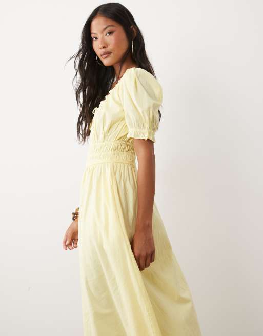 yellow petite midi dress Light Yellow Pleated Midi Dress | Womens | Large (Available in S, M)