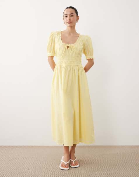 Nobody's Child Petite Tula midi dress in lemon yellow