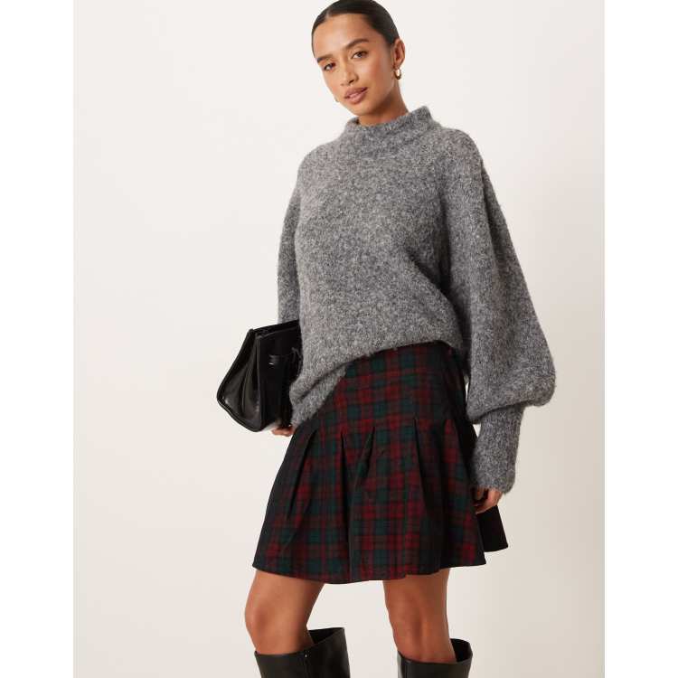 Nobody's Child Petite Veronica pleated mini skirt in red and navy