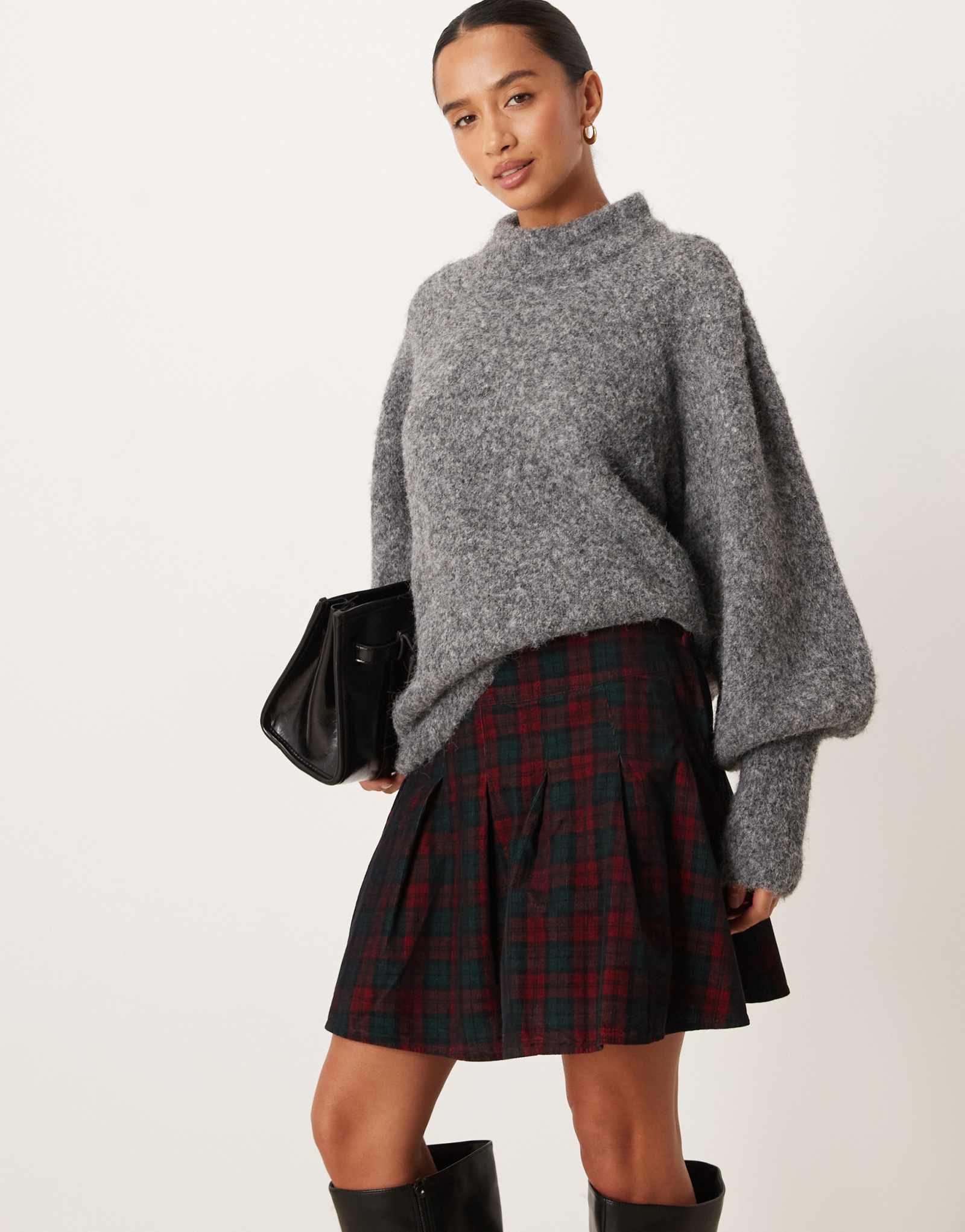 Плиссированная мини-юбка Nobody's Child Petite Veronica в красную и темно-синюю клетку