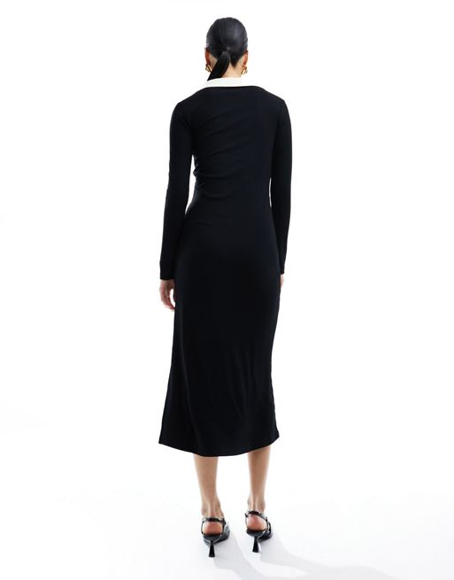 Peyton Long Sleeve Maxi Dress in Black