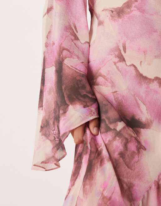 Nobody's Child – Phoenix – Midaxi-Kleid mit verschwommenem Muster in Rosa, 2 von 4