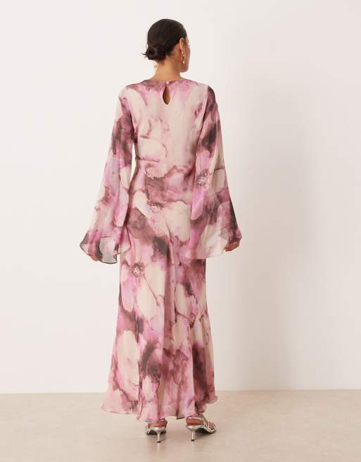 Nobody's Child – Phoenix – Midaxi-Kleid mit verschwommenem Muster in Rosa, 3 von 4