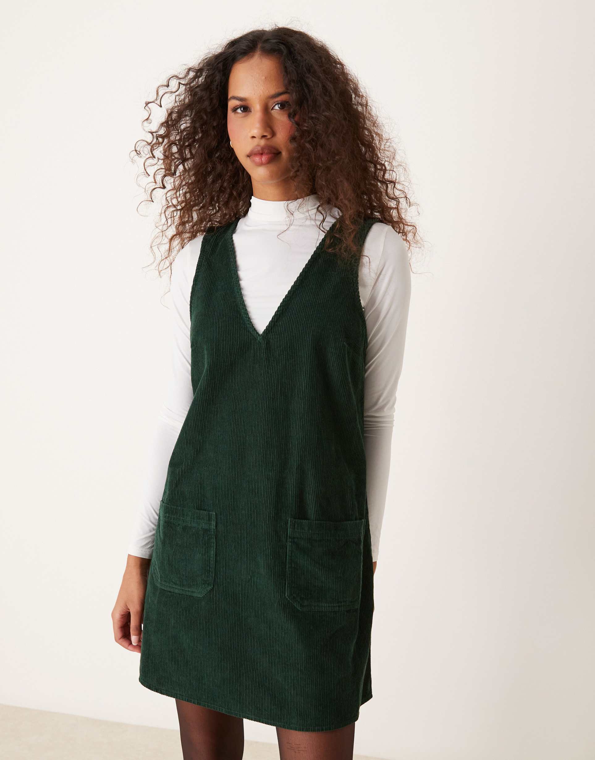 nobody's child piper pinny mini cord dress in green