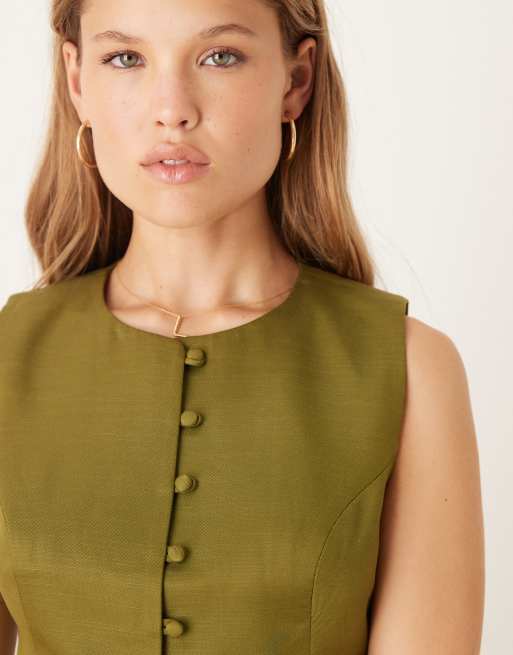 Nobody's Child – Pippa – Weste in Khaki mit Rundhalsausschnitt, Kombiteil, 4 von 4