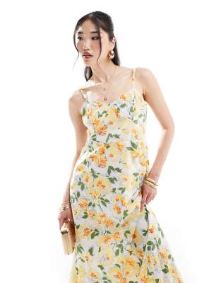 Nobody's Child Pippin Midi Dress In Yellow Floral