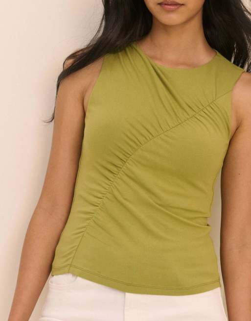 Nobody's Child Pistachio sleeveless ruched top in green, 5 of 5