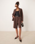[Nobody's Child] Nobody's Child pleat front bermuda shorts in dark brown (part of a set)-Black 10 Dark brown