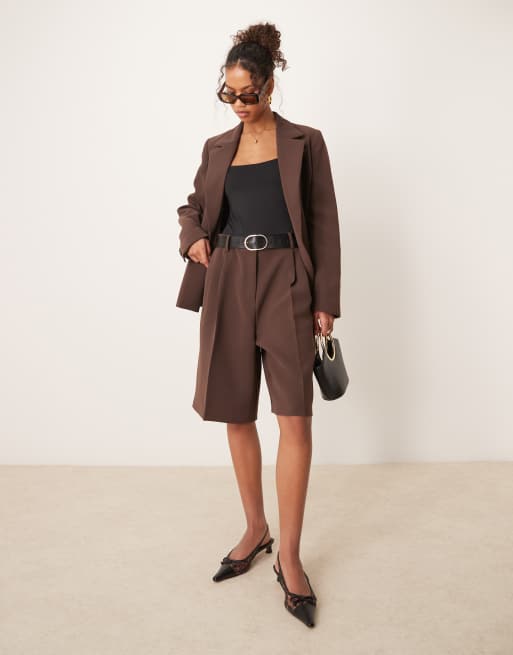 Nobody's Child pleat front bermuda shorts in dark brown - part of a set