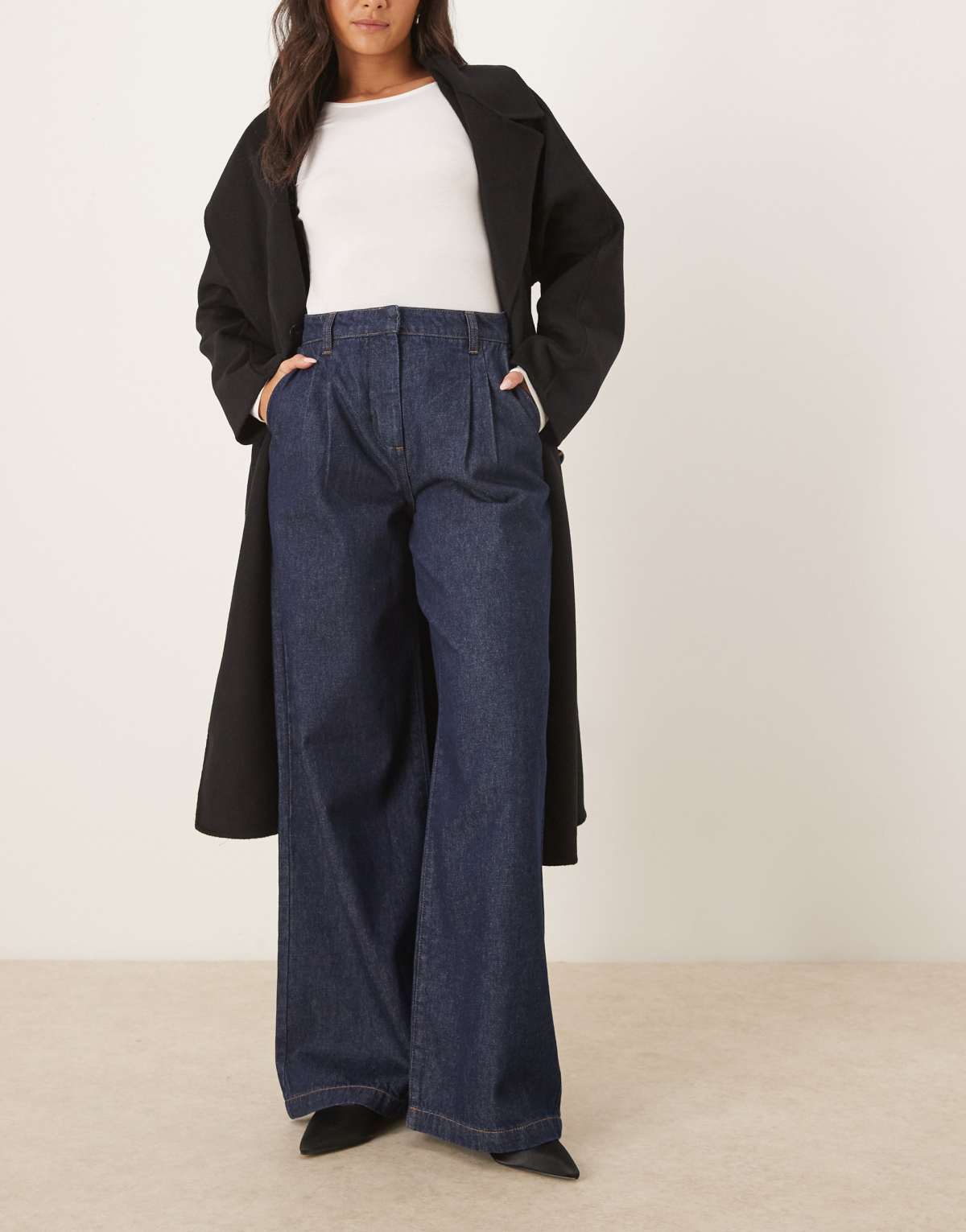 Nobody's Child pleat front tailored denim jeans in indigo