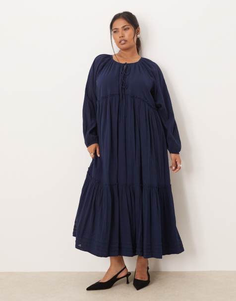 Nobody's Child Plus Adley boho midi dress in navy - view 1