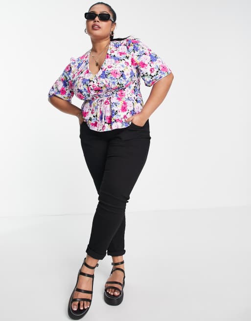 Nobody's Child Plus Beatrice corset top in multicolored floral print