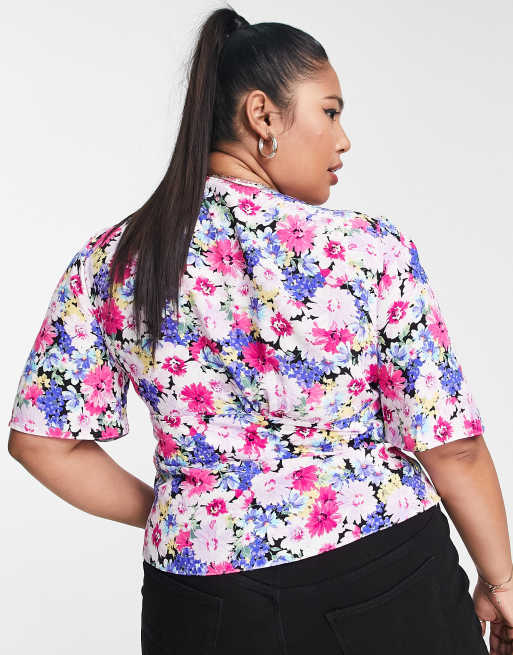 Nobody's Child Plus Beatrice corset top in multicoloured floral print, 2 of 4