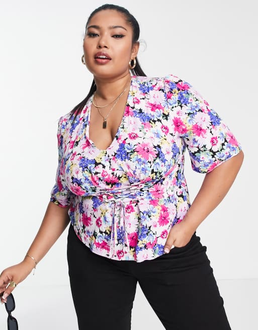 Nobody's Child Plus Beatrice corset top in multicoloured floral print, 4 of 4