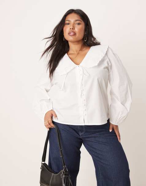 Nobody's Child Plus - Birdie - Blouse avec col festonné - Blanc - view 1