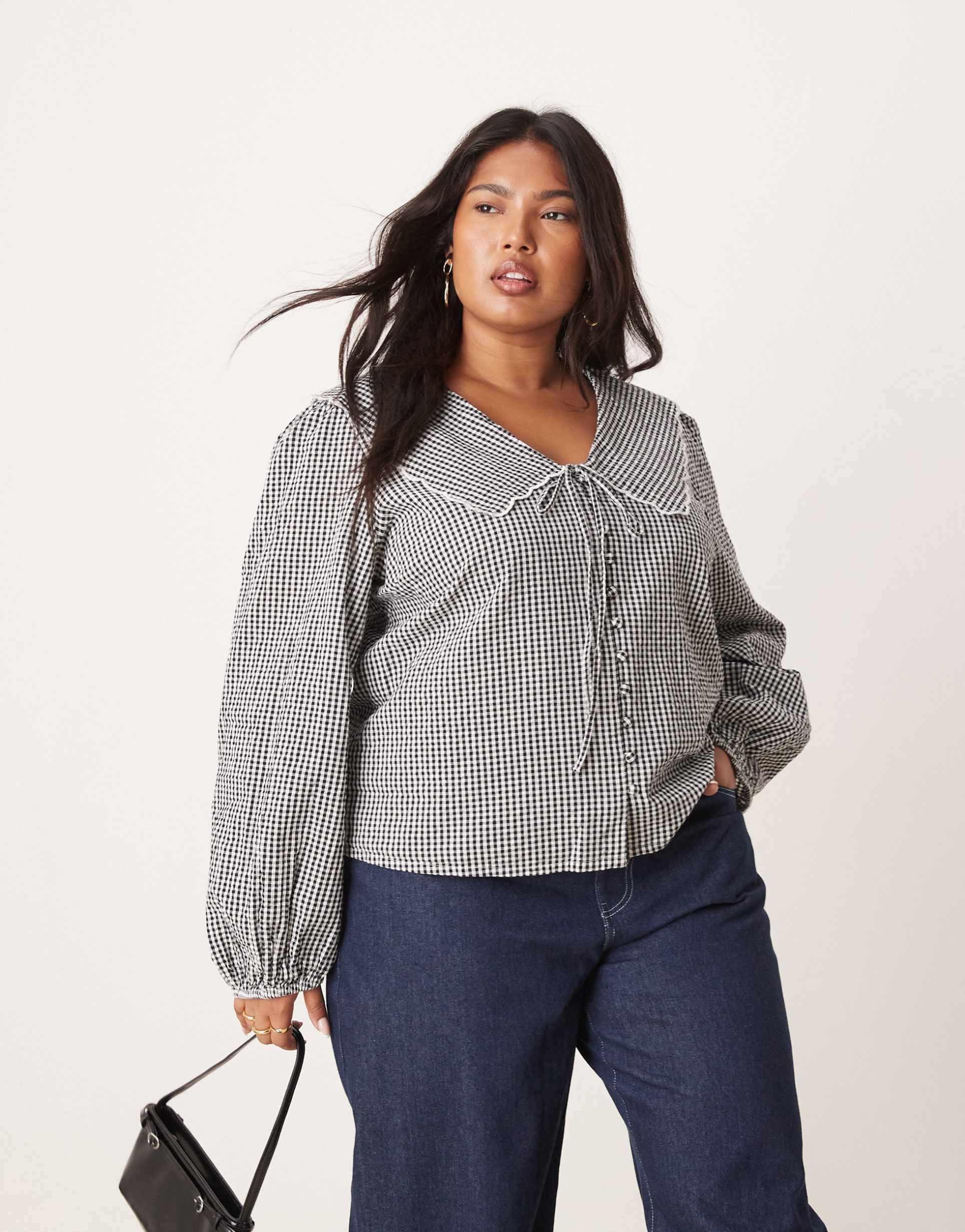nobody's child plus birdie blouse in mono gingham