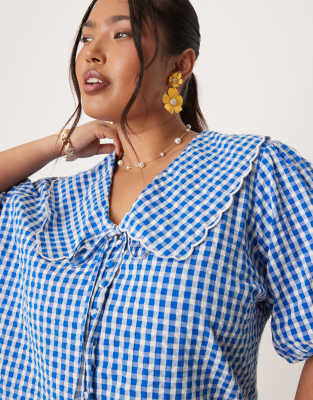 Nobody's Child Plus Birdie Collared Puff Sleeve Top