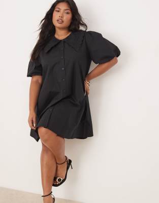 Nobody's Child Plus Bridget mini shirt dress in black φωτογραφία