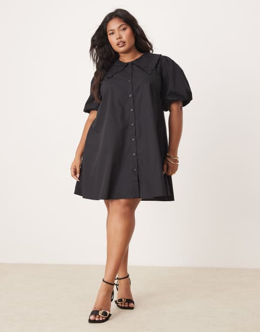 Nobody's Child Plus - Bridget - Vestito camicia corto nero, 3 di 4