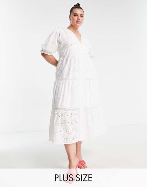 White Cotton Plus Size Dress