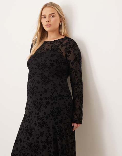 Nobody's Child Plus Clarissa devore velvet midi dress in black - view 1